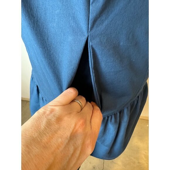 Universal Standard For‎ J Crew Blue Poplin Drop Waist Ruffle Hem Dress Size XS - Picture 8 of 11